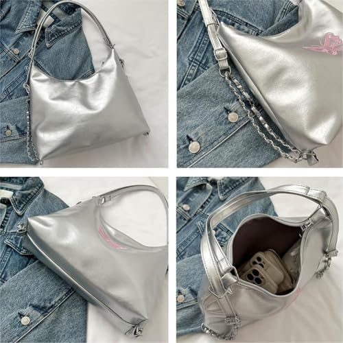 Bolso bandolera de cuero rosa con bordado de mariposa miniatura 5