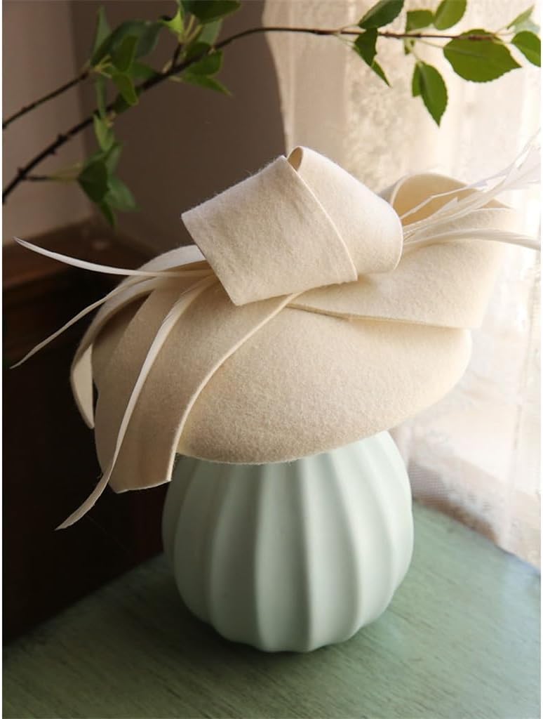Vintage Wedding Dress Dinner Cheongsam English Top Hat Mesh Flower Beret