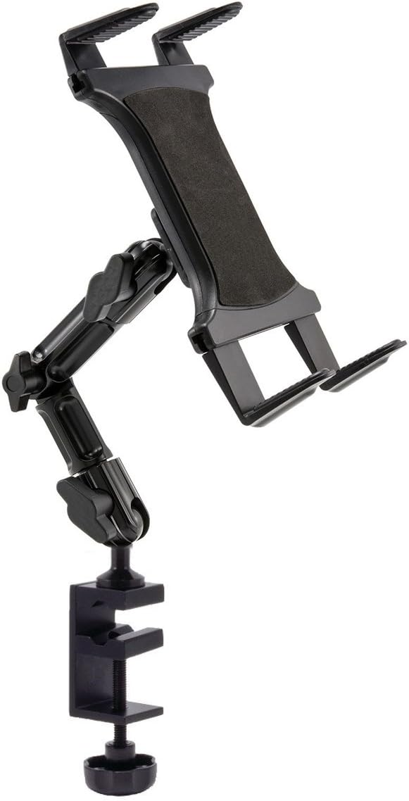 ChargerCity Heavy Duty 4-Way Adjust Aluminum Alloy Pole/Bar Cymbal Mic Microphone Stand Podium Tablet Holder Clamp Mount for iPad Pro Air Mini Galaxy Tab Surface Book Pro Pixel
