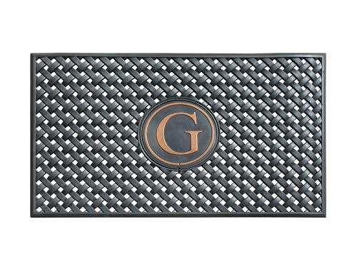 A1HC Large Monogrammed Outdoor Doormat, Natural Rubber Front Door Mat 24x39, Welcome Mat for Entryway, Heavy Duty Shoe Scraper Door Mat for Porch, Patio & Outside Entrance, Black