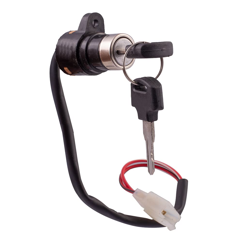 Deutsche Cylindrical Ignition Lock Replacement Set Compatible with Hero CD Dawn (2007 Model) | (2 Wires) (3 POLE 2 PIN) | Bike Accessories | Ignition Locking Switch Fit OEM-image-23