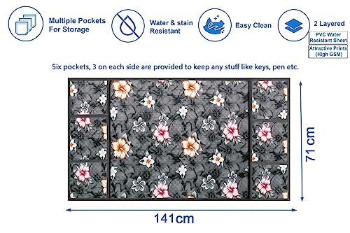 Image of The Furnishing Tree Fridge Top Cover Compatible for Samsung RS76CG8003S9HL, 653 LTR WxL 71x141 in CM Floral Pattern Multi Grey