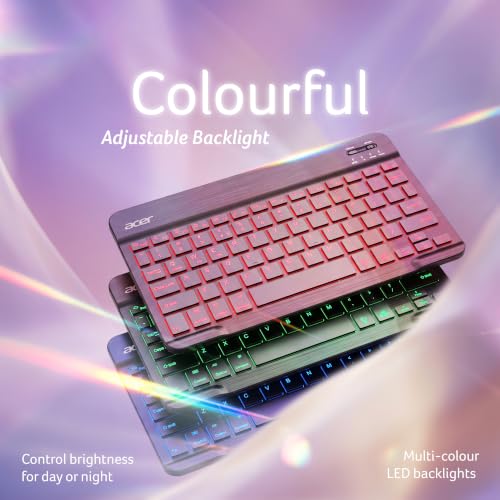 Image of Acer Nano Pad Slim Wireless Backlit Keyboard | Bluetooth 5.0 | Multi-Device Support | RGB Backlit Keys with Color Switch & Brightness Control | 420mAh Battery | Win, Android, iOS & Mac