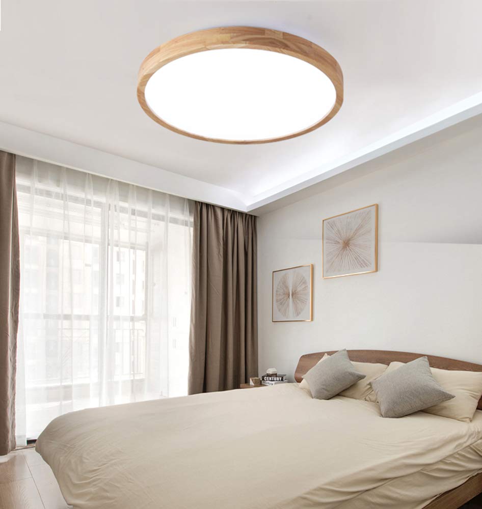 SUZNIU 18W LED Ceiling Lamp, Nordic Modern Wood Ceiling Lights