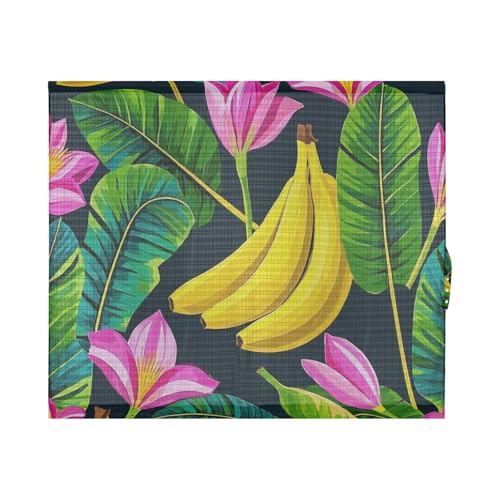 aidingzhi Frutta Banana Floreale Moda Nero Decorativo Paravento Tende per Camere Carino Bagno Finestra Cortinas para Sala1 Pannello 137,2 x 101,6 cm