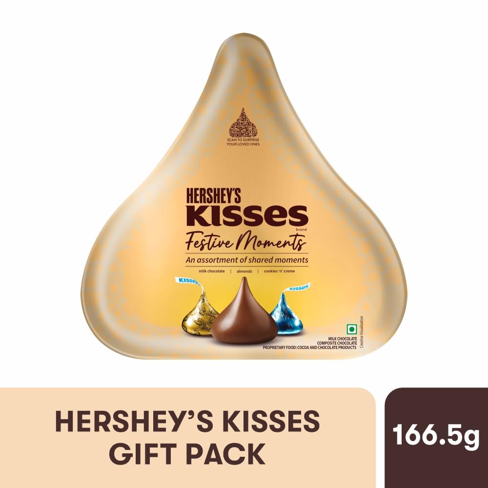 Hershey's Kisses Festive Moments Chocolate Tin Shaped Gift Pack 166.5gm