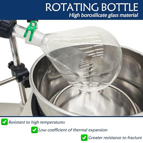 Evaporador rotatorio Digital con baño de Agua, destilación al vacío con elevación Manual para evaporación de disolventes en Laboratorio: Control de precisión y Calentamiento eficiente. (A)