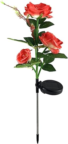 Flores artificiales, rosas falsas, plantas de imitación para interiores, luces rojas, cabeza solar LED para decoración de jardín, lámpara solar para disponible en Yaxa Peru