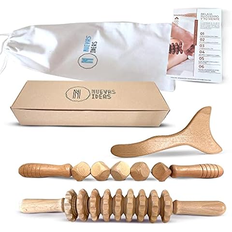 Kit de Maderoterapia Corporal con Rodillos y Tabla Moldeadora de Madera Cover
