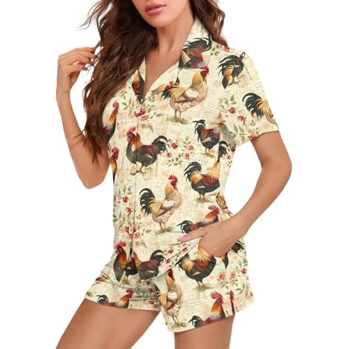 Image of Women's Short Sleeve Sleepwear Pajamas Nightwear with Pockets | skin-friendly breathable material resists pilling fading and deformation after repeated washing