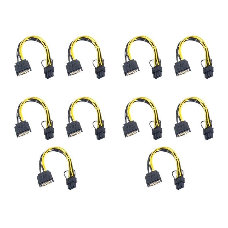 10PCS 15Pin SATA Male to 8Pin PCI-E Power Supply Cable 20Cm SATA Cable 18AWG Wire for Graphic Card