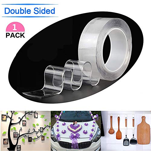 Preisvergleich Produktbild HUAJIE Doppelseitiges Waschbares Klebeband Entfernbares Silikon Nano Transparent Traceless Tape Magic Adhesive rutschfest Wiederverwendbares für Wände Küche Teppichbefestigung (1 / 3 / 5M),5M