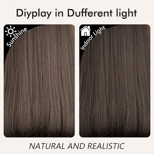 NOSTALGIA Brown Wigs with Bangs Layered Wavy Replacement Hair for Women - image 7