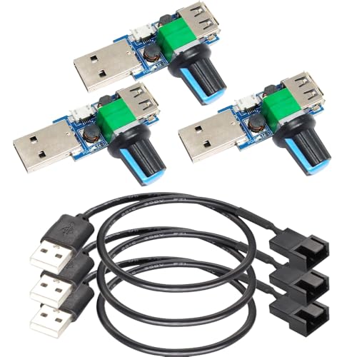 Gebildet 3pcs USB to 3pin/4pin PWM 5V USB Sleeve Fan Power Adapter Cable with USB Fan Governor Speed Control Knob ON/Off Switch by Gebildet - Used condition - US$8.99