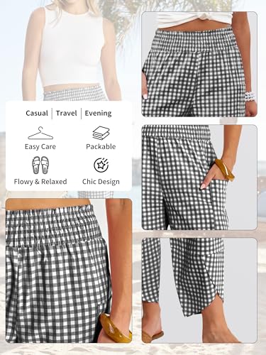 Image of ANRABESS Womens Wide Leg Palazzo Capri Pants 2026 Summer Casual High Waisted Barrel Lounge Flowy Cropped Beach Work Trousers