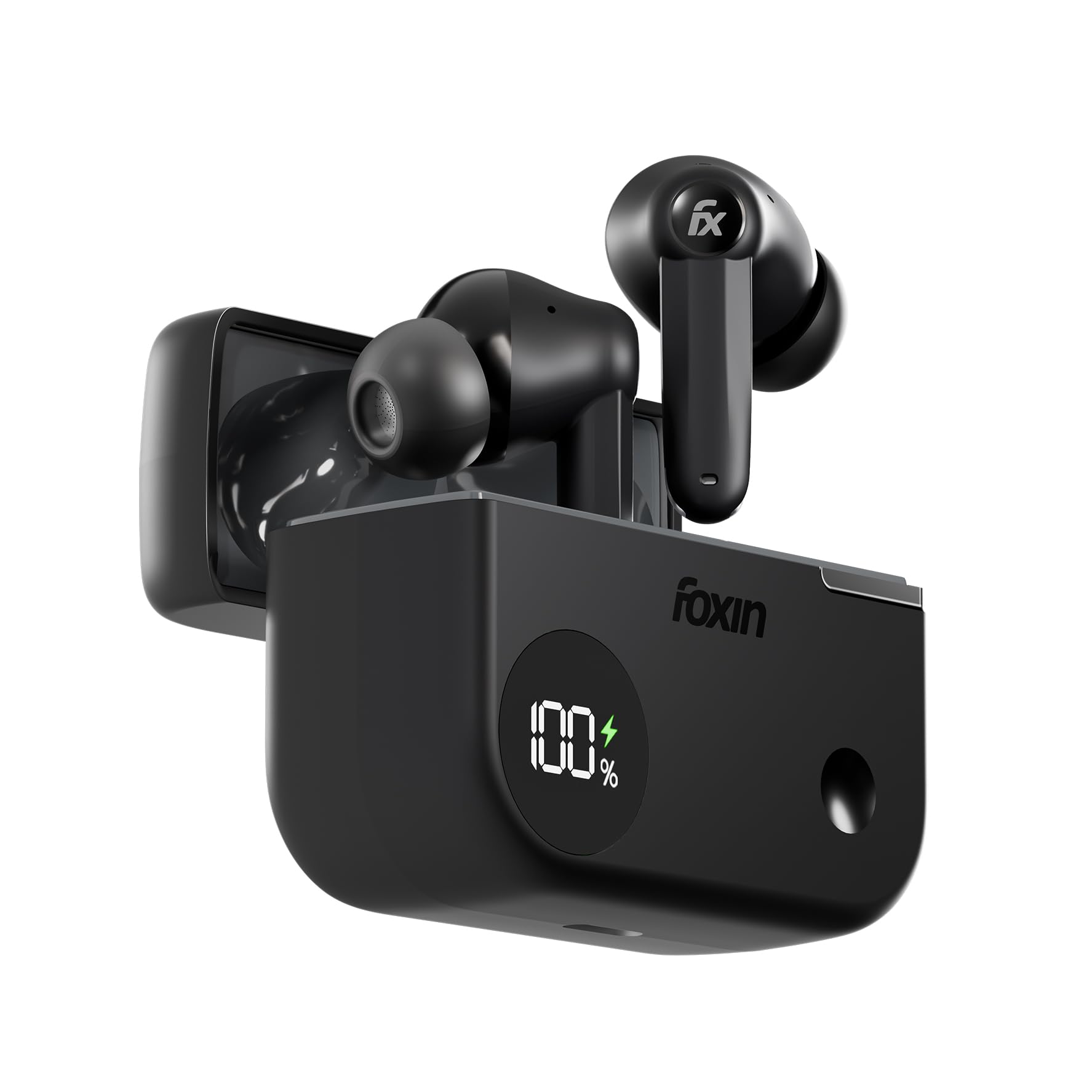 Foxin FoxBuds F1 ANC True Wireless Bluetooth Earbuds Upto 30dB ANC, 50Hrs Playtime, Dual Pairing, Quad Mic ENC, 13mm Bass Driver, 40ms Low Latency, Digital Display, Gaming Mode, BT 5.4 (Shadow Black)-image-39