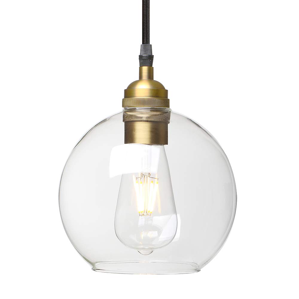 Yosoan Nordic Industrial Glass Ball Pendant Light, Kitchen Dining Room Pendant Light Ceiling, Decorative Lighting, E27 Base (Antique)