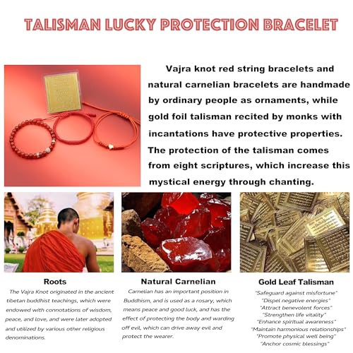 3Pcs Red Bracelets for Women – Carnelian & Red String Heart Bracelet Set Handmade Adjustable Lucky Protection Tibetan Talisman Jewelry3