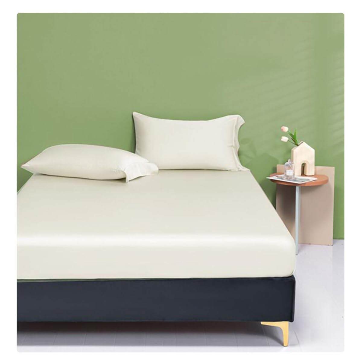 Satynowe prześcieradła Queen Silky Super Soft Extra Deep Pocket Queen Prześcieradło W pełni elastyczne prześcieradła z gumką odporne na zagniecenia i blaknięcie (kolor: biały, rozmiar: 180 x 220 + 35 cm)