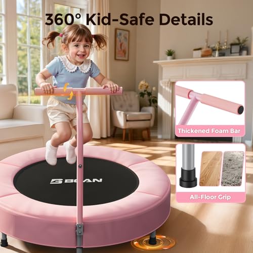 BCAN 36'' Toddler Trampoline, ASTM Certified - Kids Trampoline for Ages 1-6, Foam Handle & Safe Thickened Cover, Mini Trampolines for Kids Indoor, Easy to Assemble - Image 4