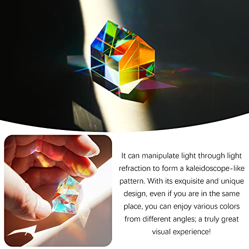 Image of 20mm Generic Optical RGB Dispersion Glass Prism X Cube Prism Creative Cabin Shape Square Color Prism Optical Glass Lens for Physics Teaching Art Decor Photography Props