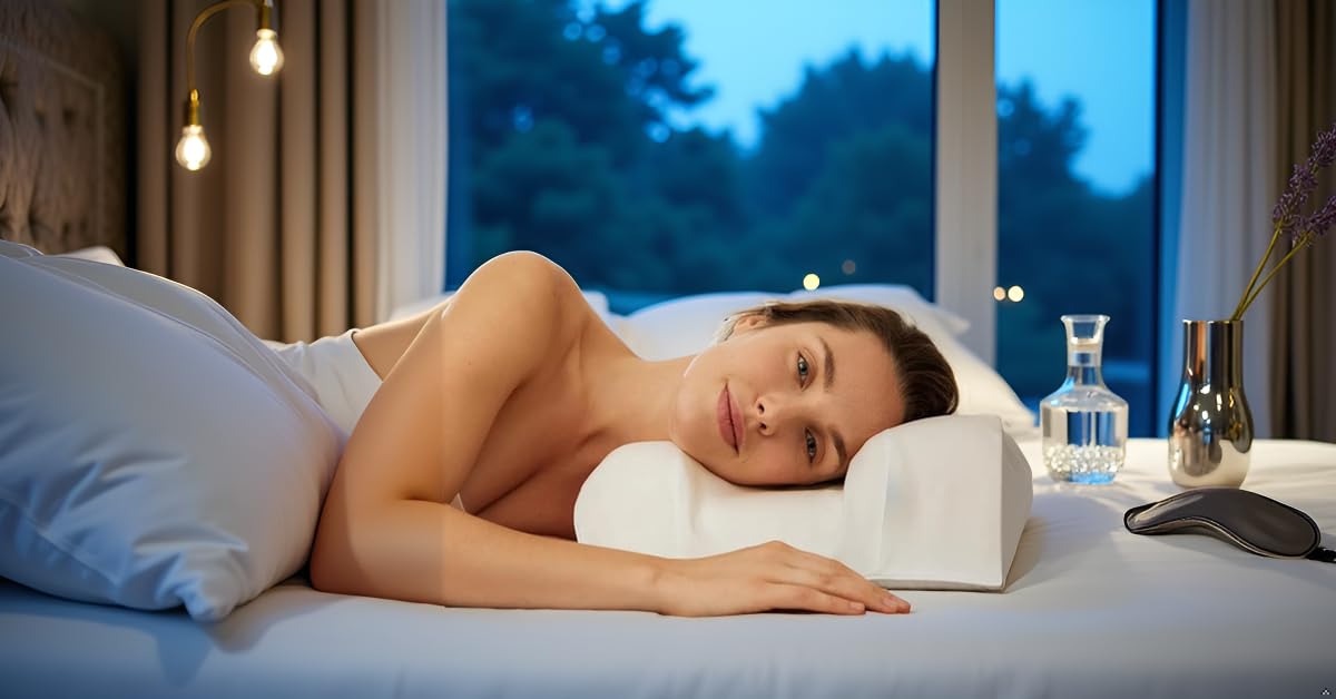Zeelux Premium Beauty Sleep Pillow for Anti-Aging Wrinkle Prevention Orthopedic Memory Foam with 100 Mulberry Silk Cover and