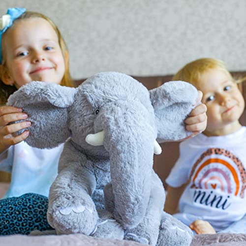 Weigedu Plush Giant Elephant Stuffed Animal, Soft Huggable Cute Elephant Plush Toy For Girls Boys Kids Babies Birthday Bedtime, 13.4 Inches Gray #TOP2
