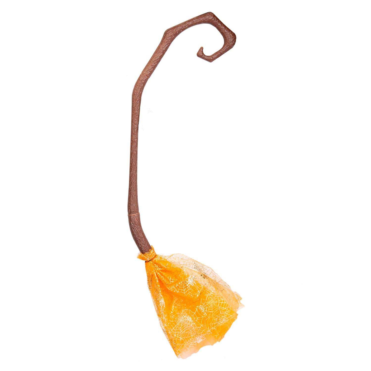 VFM e-Store - Crooked Witches Broom Halloween Fancy Dress Trick Or Treat Costume Party - 88cm X 20cm Orange X 1