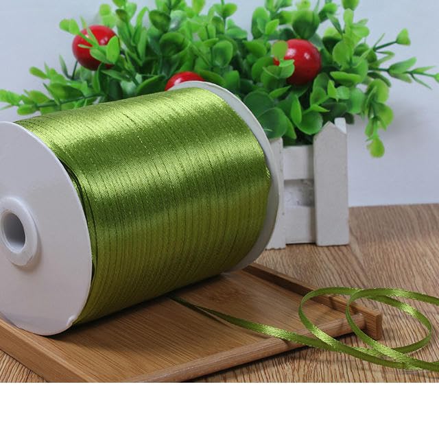 10Meter/Lot 3mm White Silk Satin Ribbons Christmas Baby Shower Kids Birthday Party Wedding Gift Box Wrapping DIY Handmade Ribbon-Army green-3mm