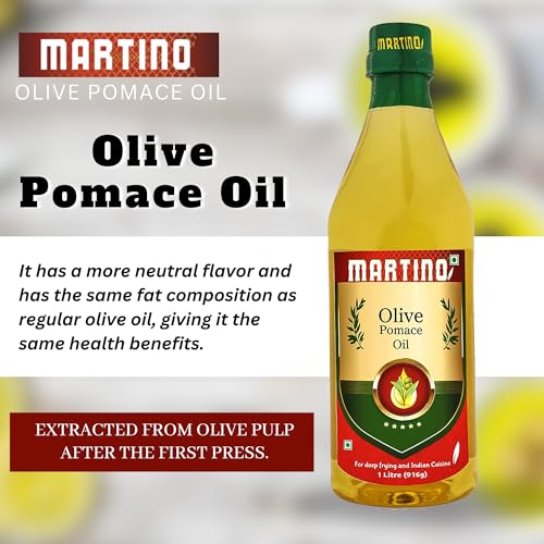 Image of Martino Olive Pomace Oil, 1L PET | Cooking Oil for Deep Frying & Indian Cuisine | High Smoke Point | Light Flavor | Daily Cooking Use