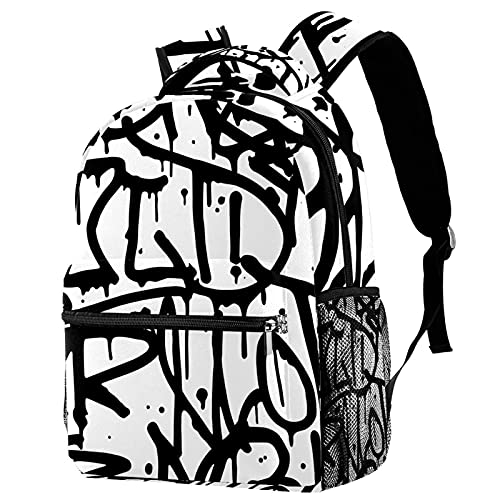 Sac à dos de voyage de loisirs style graffiti pour fille et garçon avec porte-gourde