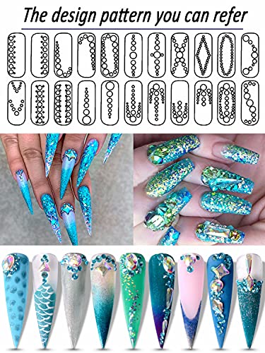 Warmfits 3600Pcs Nail Art Rhinestone Crystal Rhinestones Beads Nail Gems Mermaid Nail Design Round Shaped Flatback Gems Stones Studs 6 Sizes With Box For Nail Design Craft Art Shoes #TOP3