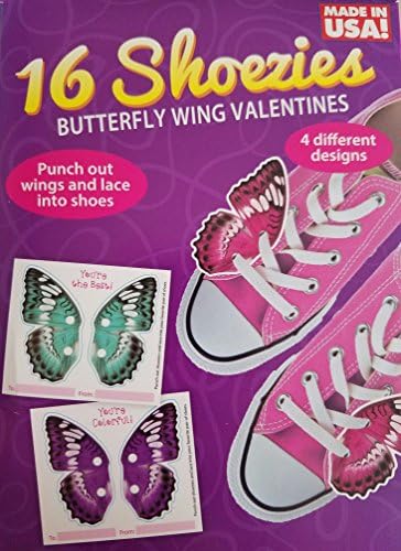 Shoezies Butterfly Wing Valentines (16 Count) Made In USA!
