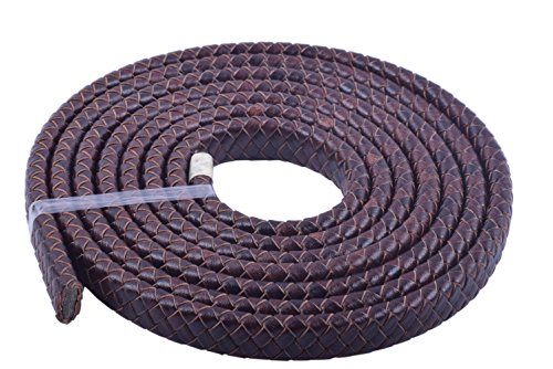 KONMAY 2m Lederband flach geflochten,ca. 12x6mm,Vintage braun Cover