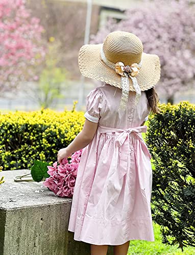 Bienvenu Little Girl Kids Summer Straw Hat Wide Brim Floppy Beach Sun Visor Hat4