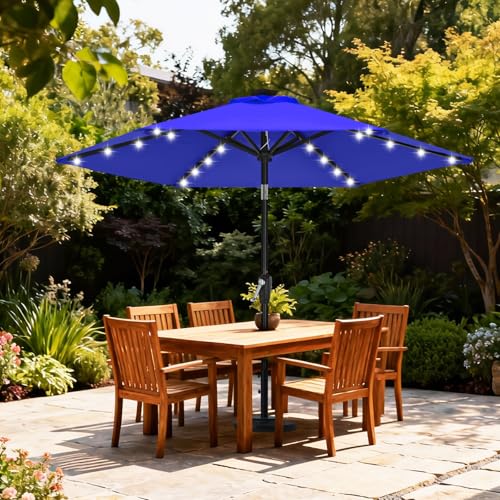 Image of ABCCANOPY Durable Solar Led Patio Umbrellas with 24LED Lights 7.5FT (Royal Blue)