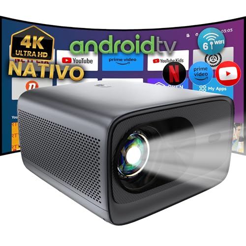 Proyector 4K Nativo 3840x2160 Pixels, 24000 Lúmenes, Enfoque motorizado, Cine en Casa 300', Keystone 6D, Zoom Digital, Android TV, Luximagen APK01 CN (Nueva versión)