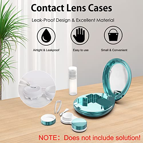 Aukvite Contact Lens Case, Portable Contact Lens Box Kit With Mirror, Travel Contact Lens Case Durable Compact Soak Storage Kit With Care Solution Bottle Tweezers Container Remover Combo Pattern  thumb #4