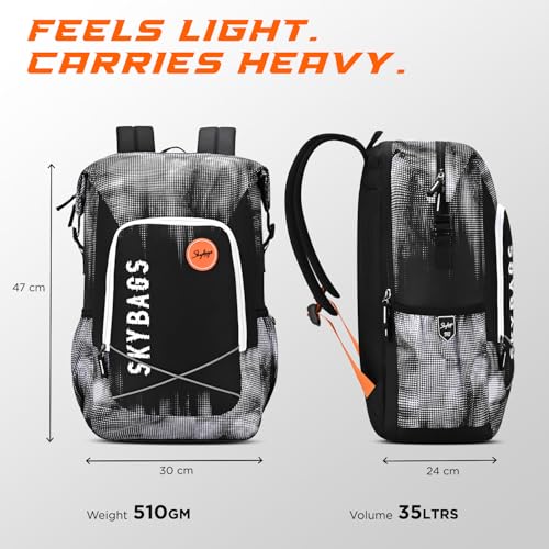 Image of Skybags Yolo 01 Casual Backpack 35L With Laptop Compartment for Men & Women With Padded Back & Shoulder Strap (Pixel Black)