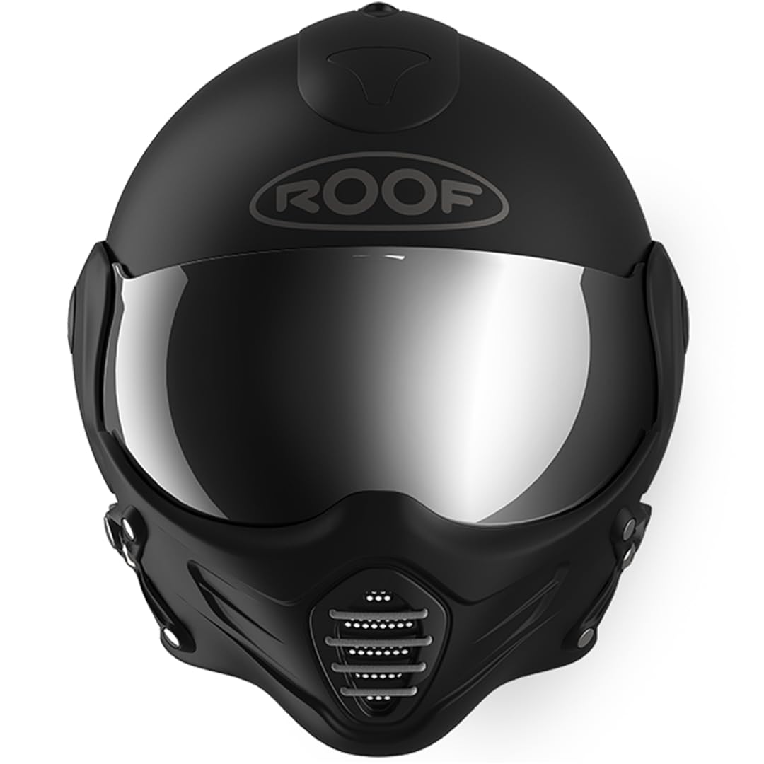 Casque Moto Jet Haut De Gamme ROOF Roadster en Fibre De Verre avec Mentonnière Amovible Magnétique Écran Iridium Inclus– Couleur Iron Noir Mat/Argent - Offre Directe Usine - Garantie 4 Ans