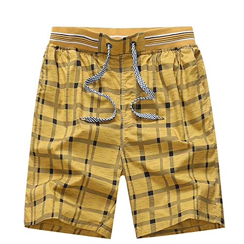 Mens Sports Shorts Summer Fashion Plaid Print Loose Large Size - Main Image