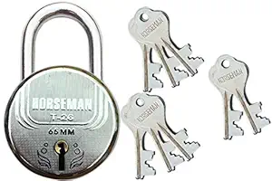 Horseman Steel T-26 7 Levers Painted Main Door Lock with 8 Keys (Silver Finish)