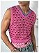 BEAUDRM Men's Heart Graphic Printed Sleeveless V Neck Sweater Vests Cropped Knit Tank Tops Pink X-Large