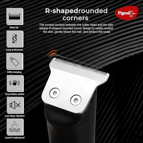 Image of Pigeon Fair Beard IPX6 Trimmer for Men| Stainless Steel Blade| Rechargeable, USB C type Charging| Waterproof| 1.5 HR runtime| 1.5 HR charge time | 2 Years Warranty