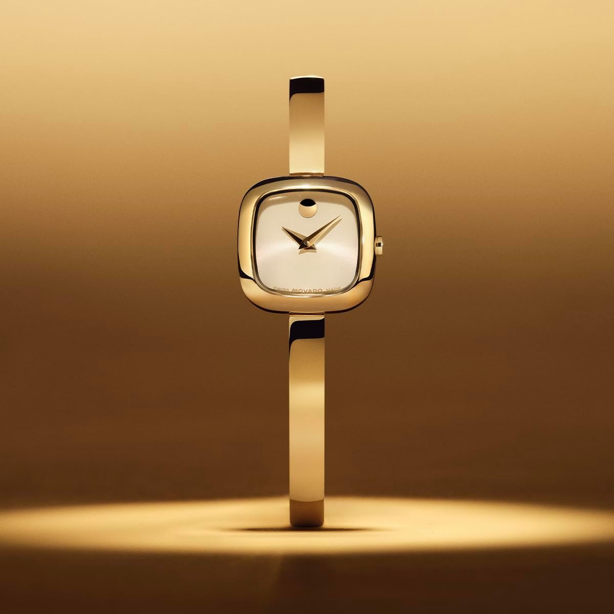 Movado Women’s Museum Bangle Watch – Swiss Quartz – 21 mm Cushion, Round or Oval Case – Classic Stainless Steel Bracelet – Gift for Her - Image 6