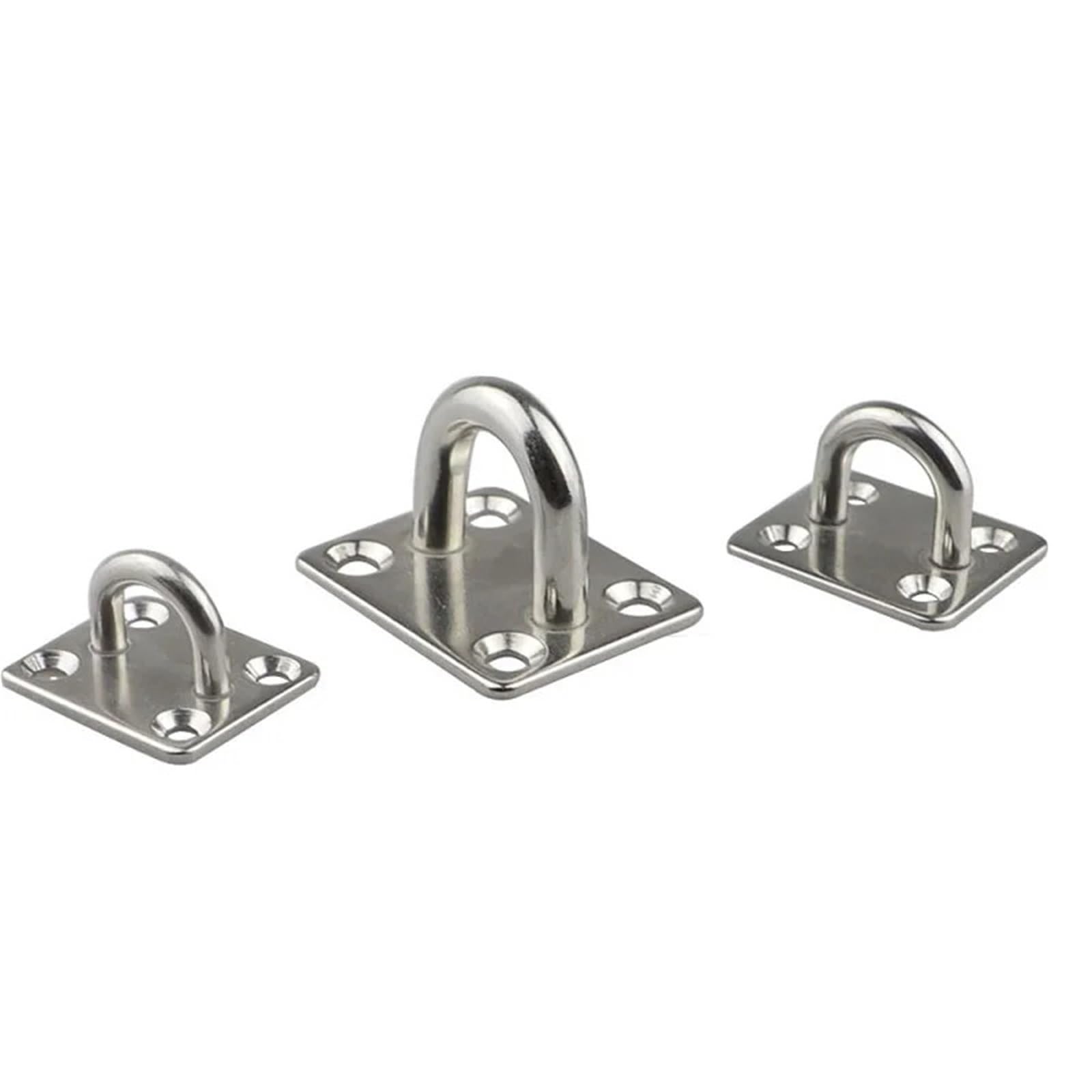 Luvafey One Color Eye Plate 6Pcs Stainless Steel Hooks House Square Heavy Duty Hammock Chair U Shaped Hook Suspension Ceiling Mount Eye Plate For Wall Ceiling Boat Hardware Hanging(5Mm)