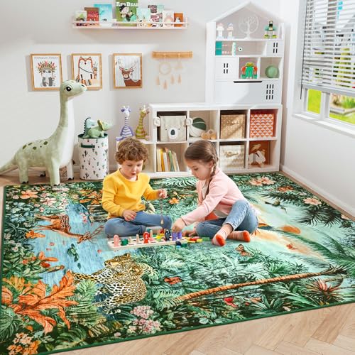 Tapete Amearea Jungle 5x7 Verde Lavable miniatura 3