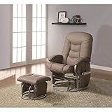Leatherette Glider Recliner with Matching Ottoman Bone