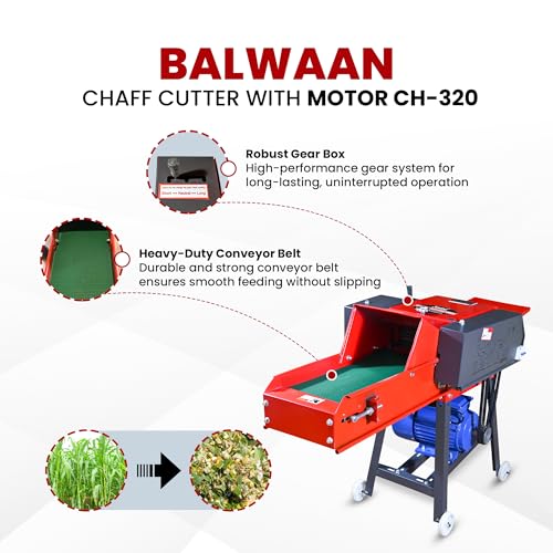 Image of BALWAAN Krishi Chaff Cutter with 3 HP Motor 2800 RPM | 4 Blades | 600kg /h Capacity|CH-320