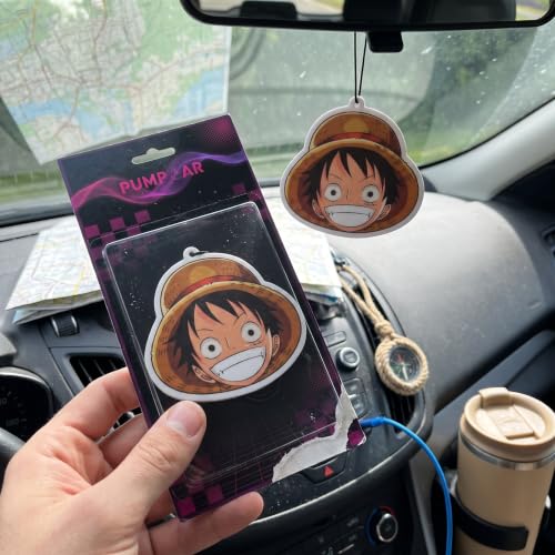 Image of PumpCar 2 pieces Luffy head double-sided hanging cartoon cherry-scented funny car air freshener Cool hanging for rearview mirror Car Interior Accessories Gifts